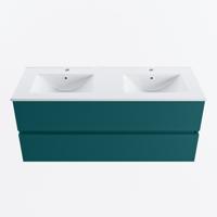 MONDIAZ VICA 120cm badmeubel onderkast Smag 2 lades. Wastafel DENIA dubbel 2 kraangaten, kleur Glanzend Wit. - thumbnail