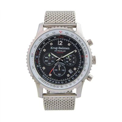 Krug-Baumen Air Traveller Diamond 46mm 612303DS Heren Horloge Krug-Baumen Air Traveller Diamond 46mm 612303DS Heren Horloge