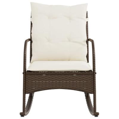Tuinschommelstoel met kussens poly rattan bruin