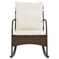 Tuinschommelstoel met kussens poly rattan bruin - thumbnail
