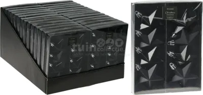 Kerstornament Sterren Zwart 8st
