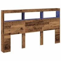Hoofdbordkast met LED 180x17x102 cm oud hout - thumbnail