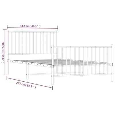 Bedframe met hoofd- en voeteneinde metaal zwart 107x203 cm Bedframe met hoofd- en voeteneinde metaal zwart 107x203 cm