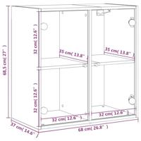 Wandkast met glazen deuren 68x37x68,5 cm wit - thumbnail