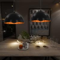 VidaXL Plafondlampen 2 st halfrond e27 40 cm zwart en goudkleurig - thumbnail