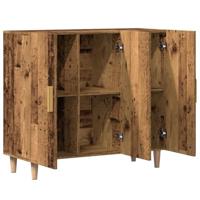 Dressoir 90x34x80 cm bewerkt hout oud houtkleurig - thumbnail