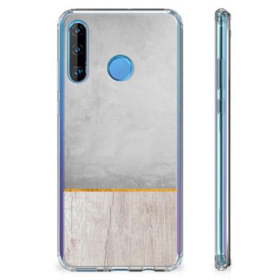 Huawei P30 Lite Stevig Telefoonhoesje Wood Concrete Huawei P30 Lite Stevig Telefoonhoesje Wood Concrete