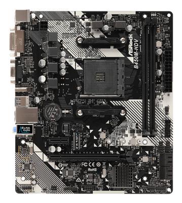 Asrock B450M-HDV R4.0 AMD B450 Socket AM4 micro ATX - thumbnail
