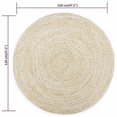 VidaXL Vloerkleed handgemaakt 120 cm jute wit en naturel