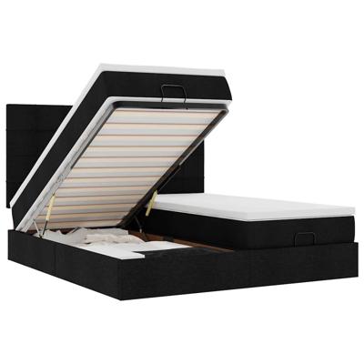 Ottoman bed met matrassen 160x200cm stof zwart