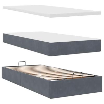 Ottoman bed met matras 100x200 cm fluweel donkergrijs