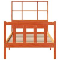 Bed met boekenkast zonder matras grenenhout wasbruin 75x190 cm - thumbnail