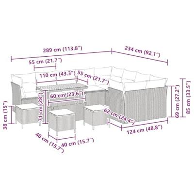 Tuinbankenset 13 pcs Grijs poly rattan