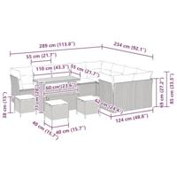 Tuinbankenset 13 pcs Grijs poly rattan - thumbnail