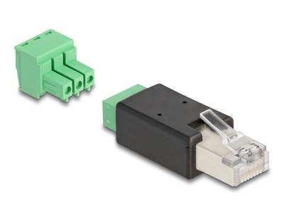 DeLOCK RJ45-stekker op terminalblok, adapter, 3-pins, 2-delig