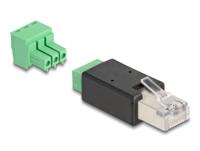 DeLOCK RJ45-stekker op terminalblok, adapter, 3-pins, 2-delig - thumbnail