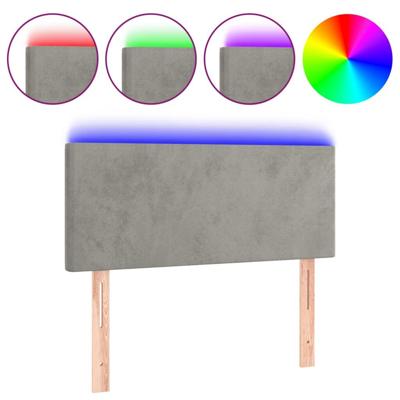 Hoofdbord LED 90x5x78/88 cm fluweel lichtgrijs - thumbnail