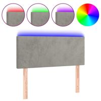 Hoofdbord LED 90x5x78/88 cm fluweel lichtgrijs - thumbnail