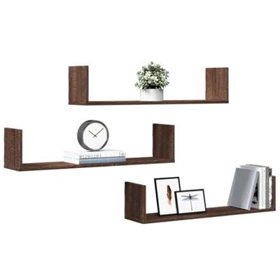 Wandschappen 3 st 80x18x18 cm bewerkt hout bruin eikenkleurig Wandschappen 3 st 80x18x18 cm bewerkt hout bruin eikenkleurig