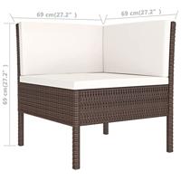 2-delige Loungeset met kussens poly rattan bruin - thumbnail