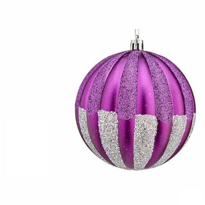 Set kerstballen 10 cm Paars Zilverkleurig PVC (6 Stuks)