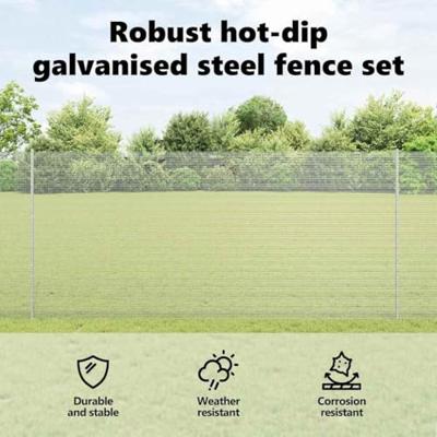 VidaXL Hek met paal zilver 1,4 x 25 m staal