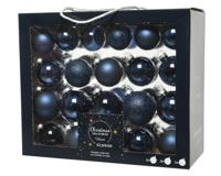 Decoris kerstballen set Glas 42st nachtblauw 5-6-7cm - thumbnail