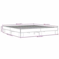 Bedframe bewerkt hout metaal grijs sonoma eiken 200x200 cm - thumbnail