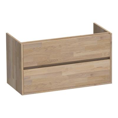 Brauer Adore - Onderkast - 100 cm - met 2 Softclose Lades Greeploos en 1 Sifon Uitsparing - Vingerlas Eiken Grijs