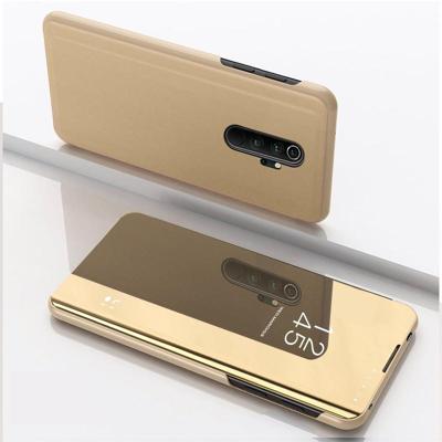 Voor Xiaomi Redmi Note 8 Pro plating spiegel horizontaal Flip leder met beugel holster (goud)