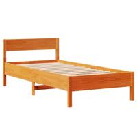 Bedframe zonder matras massief grenenhout wasbruin 90x190 cm - thumbnail