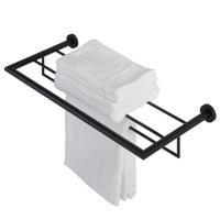 Geesa Nemox Handdoekrek met planchet 62.4cm Zwart 916552-06 - thumbnail