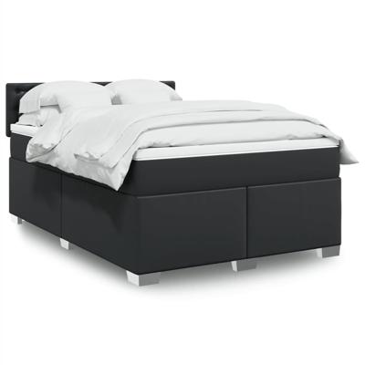 Boxspring met matras kunstleer zwart 140x200 cm