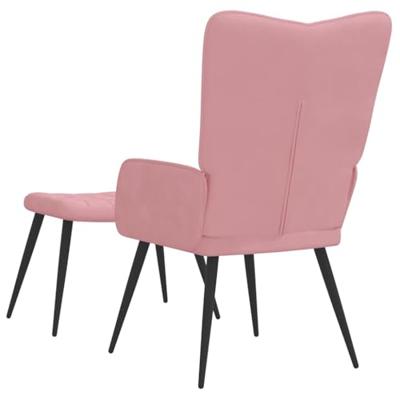 Relaxstoel met voetenbank fluweel roze Relaxstoel met voetenbank fluweel roze