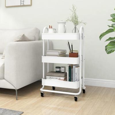 VidaXL Trolley 3-laags 43x34x79 cm staal wit VidaXL Trolley 3-laags 43x34x79 cm staal wit