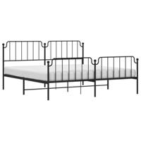 Bedframe met hoofd- en voeteneindemetaal zwart 193x203 cm - thumbnail