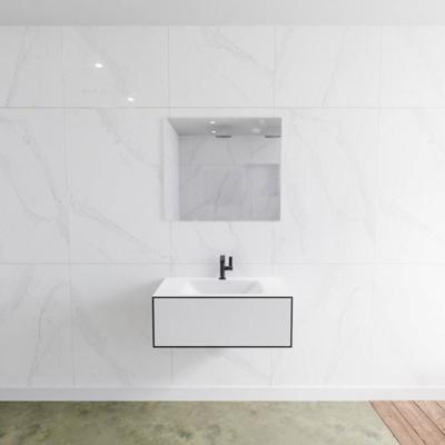 Badkamermeubelset Mondiaz LAGOM 80 cm met Gecentreerde Wastafel Solid Surface Met 1 Kraangat Mat Wit (1 lade) Badkamermeubelset Mondiaz LAGOM 80 cm met Gecentreerde Wastafel Solid Surface Met 1 Kraangat Mat Wit (1 lade)
