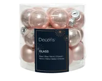 Decoris kerstballen set glas 24st poederroze 2,5cm - thumbnail