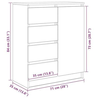 Dressoir met lades 71x35x84 cm spaanplaat gerookt eiken
