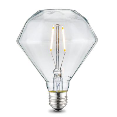 Edison Vintage E27 LED filament lichtbron Diamond | D95 11.2/11.2/13.8cm | Helder | geschikt voor E27 fitting | 2W 160lm 2700K | warm wit licht