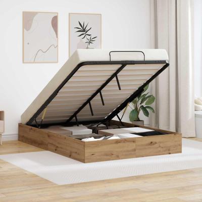 Ottoman Bedframe Ambachtelijk eiken 193 x 120 x 25 cm