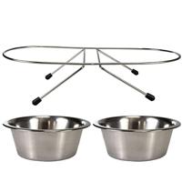 TRIXIE VOER / WATERBAK-SET RVS / METAAL 2X1,8 LTR 4 ST - thumbnail