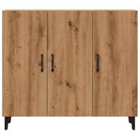 Dressoir 90x34x80 cm bewerkt hout artisanaal eikenkleur - thumbnail