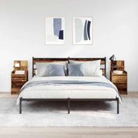 Nachtkastjes met 2 lades 2 st 38x34x80 cm oud hout - thumbnail