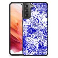 Telefoonhoesje Samsung Galaxy S21 Angel Skull Blauw - thumbnail