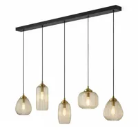 Ylumen Hanglamp Stripe 5 lichts L 120 cm zwart - thumbnail