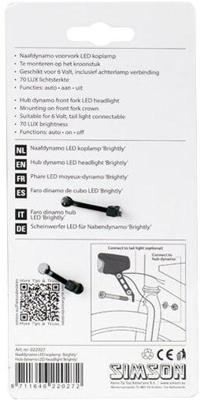 Simson Voorlicht brightly naafdynamo led 70 lux zwart