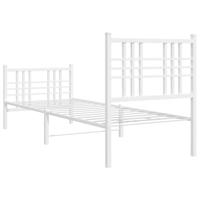 Bedframe met hoofd- en voeteneinde metaal wit 80x200 cm - thumbnail