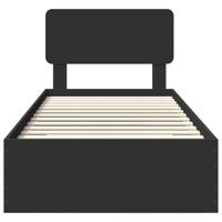 Bedframe met hoofdeinde met lade Zwart 75 x 190 cm Bewerkt hout - thumbnail