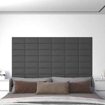 VidaXL Wandpanelen 12 st 0,54 m² 30x15 cm kunstleer grijs VidaXL Wandpanelen 12 st 0,54 m² 30x15 cm kunstleer grijs